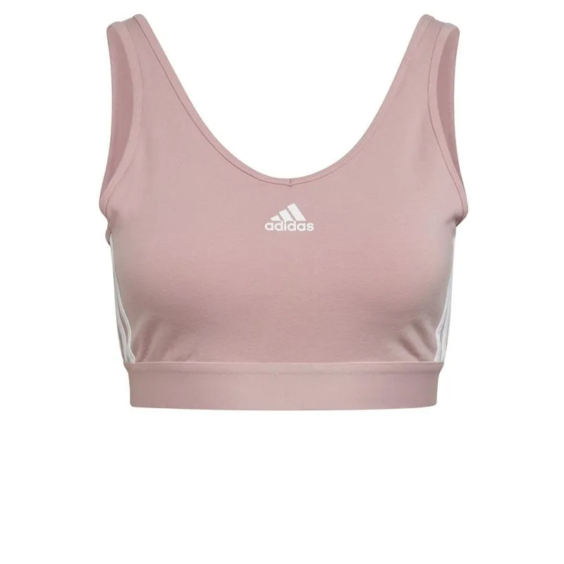 adidas Essentials 3 Stripes Crop Top - Womens - Wonder Mauve/White