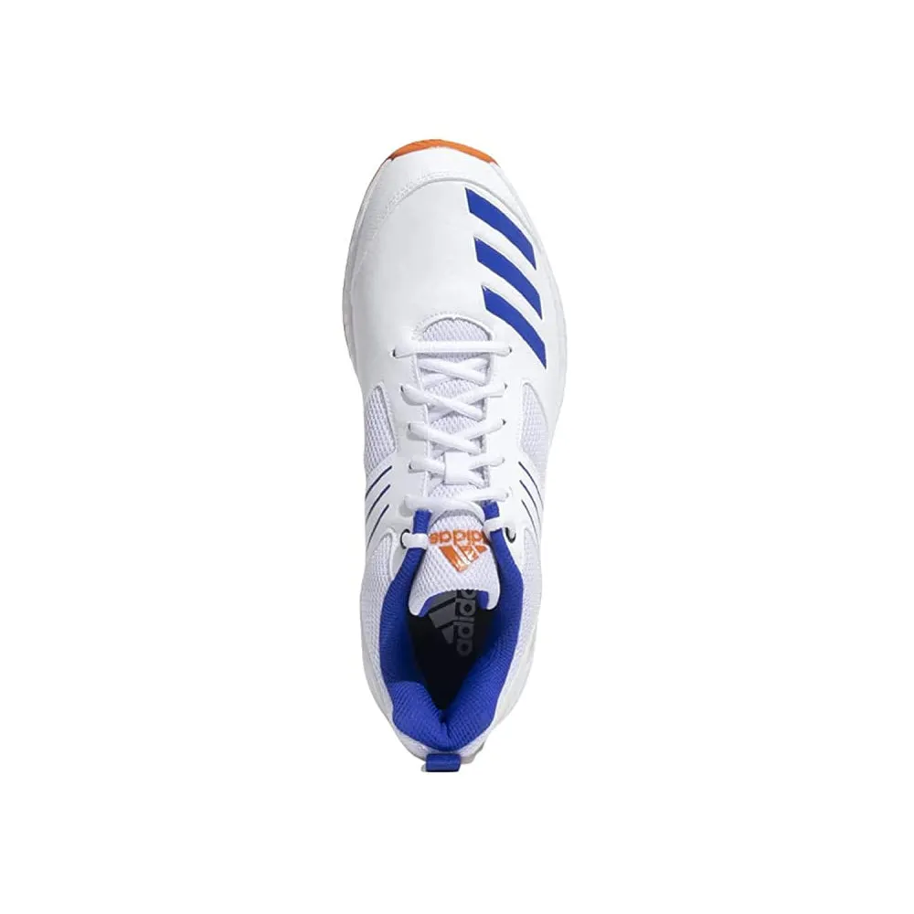 Adidas Men's Crihase 23 Cricket Shoe (Cloud White/Lucid Blue/Semi Impact Orange)