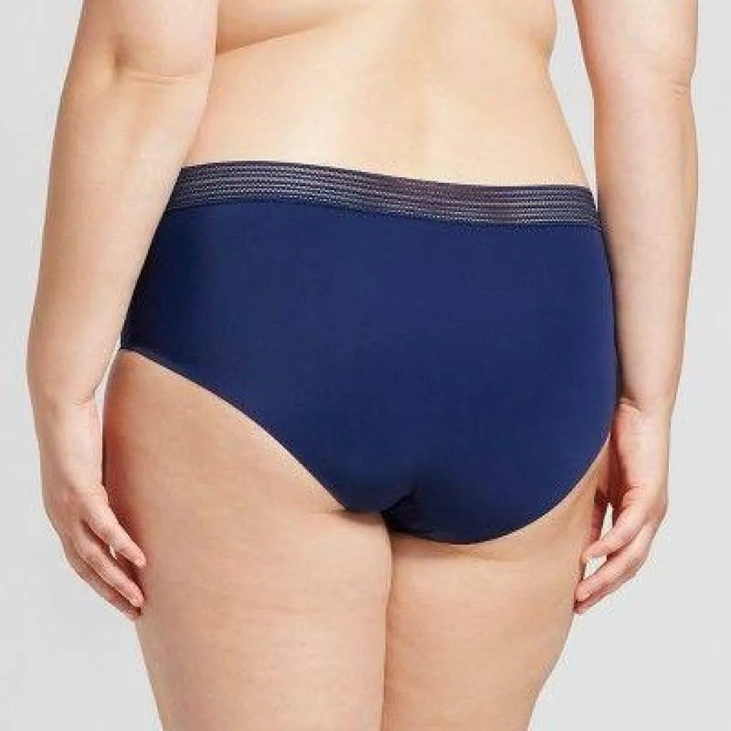 Ava & Viv Plus Size Laser Cut No Show Hipster Panty 3X Nighttime Blue