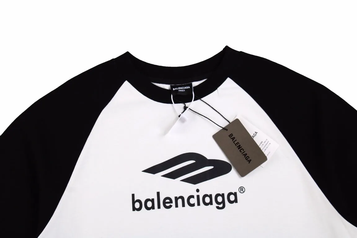 Balenciaga Black and White T-shirt with Logo Print