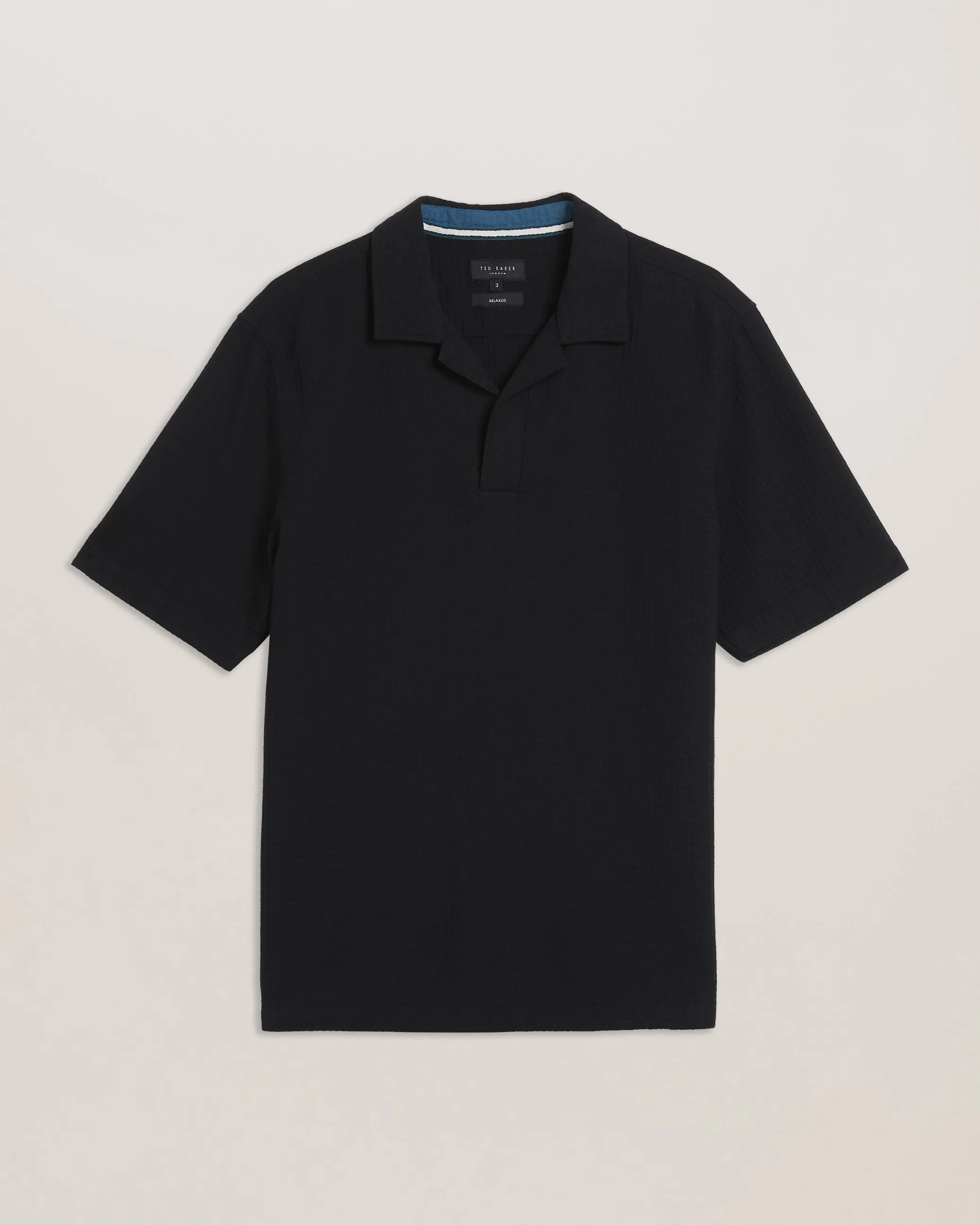 Benjmen Ss Relaxed Textured Overhead Shirt Black