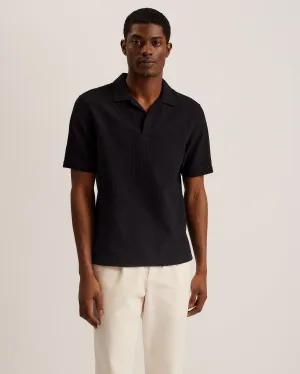 Benjmen Ss Relaxed Textured Overhead Shirt Black