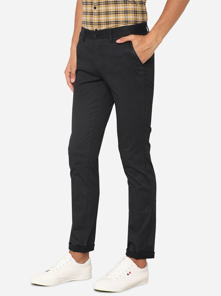 Black Checked Super Slim Fit Casual Trouser | Greenfibre