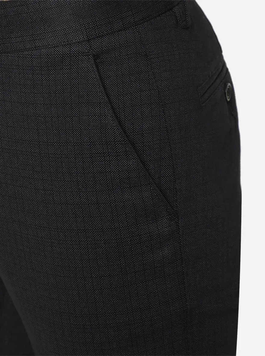 Black Checked Super Slim Fit Casual Trouser | Greenfibre