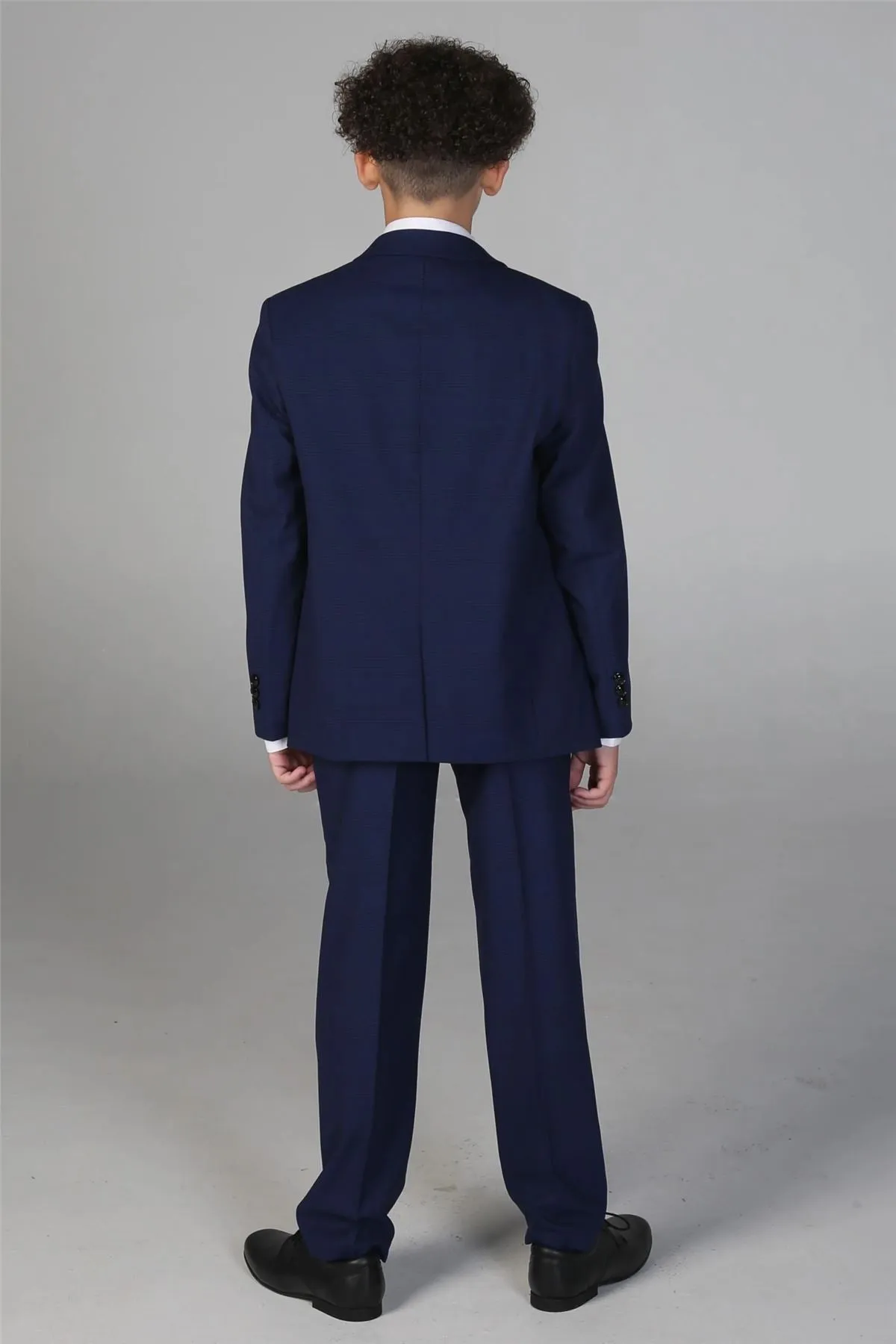 Boys Navy 3 Piece Check Suit