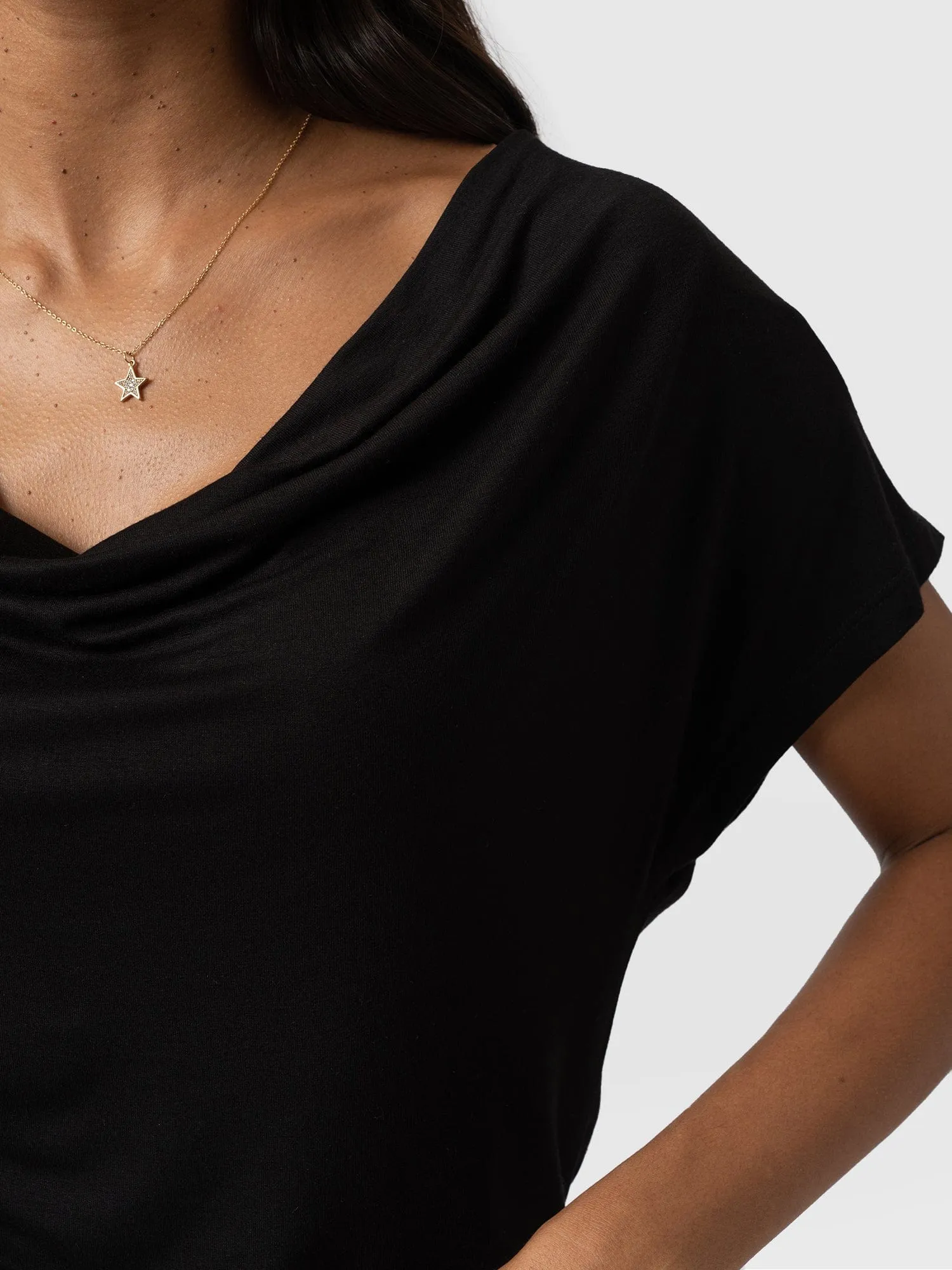 Cowl Neck Tee - Black