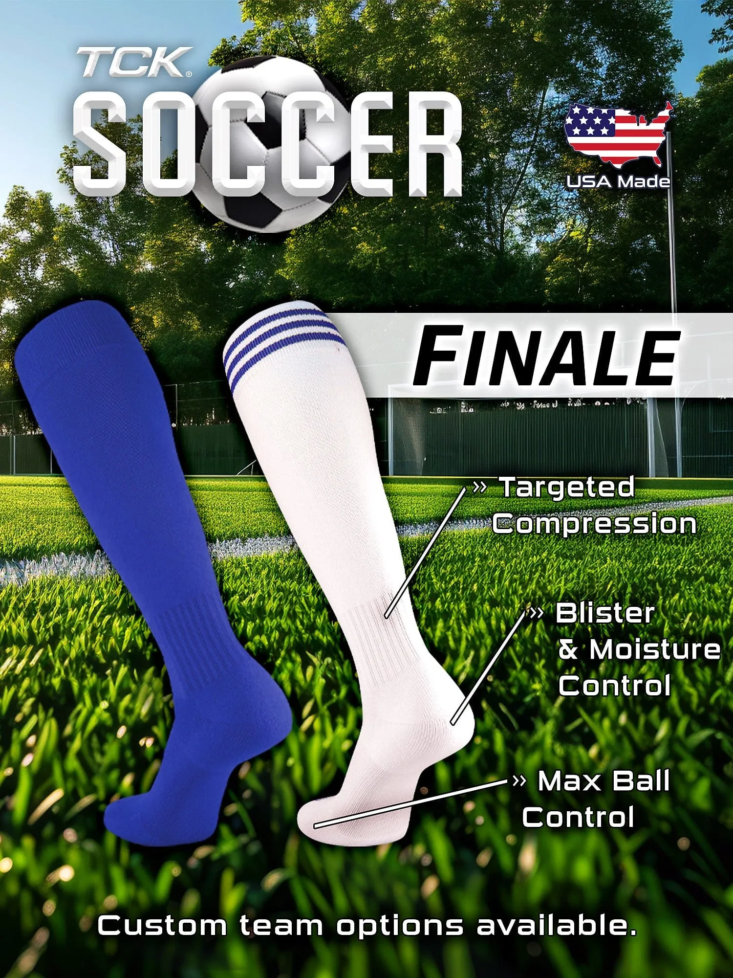 Custom Over the Calf Striped Soccer Socks - Finale