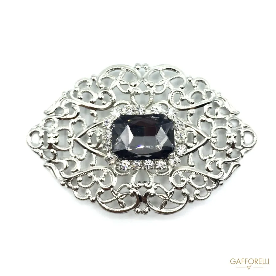 Elegant Nikel Plaque with Rhinestones, 6 Cm - Art. 232 u