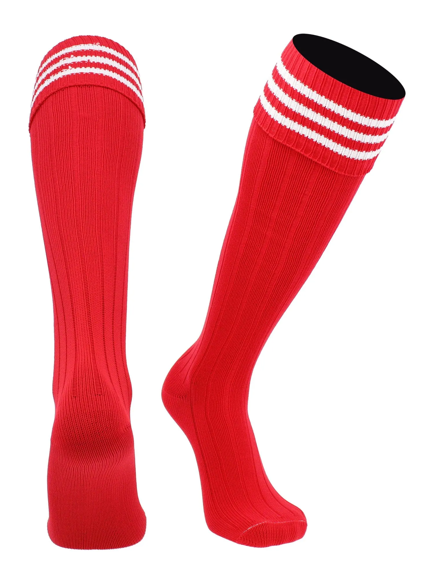 European Striped Soccer Socks Fold Down Top