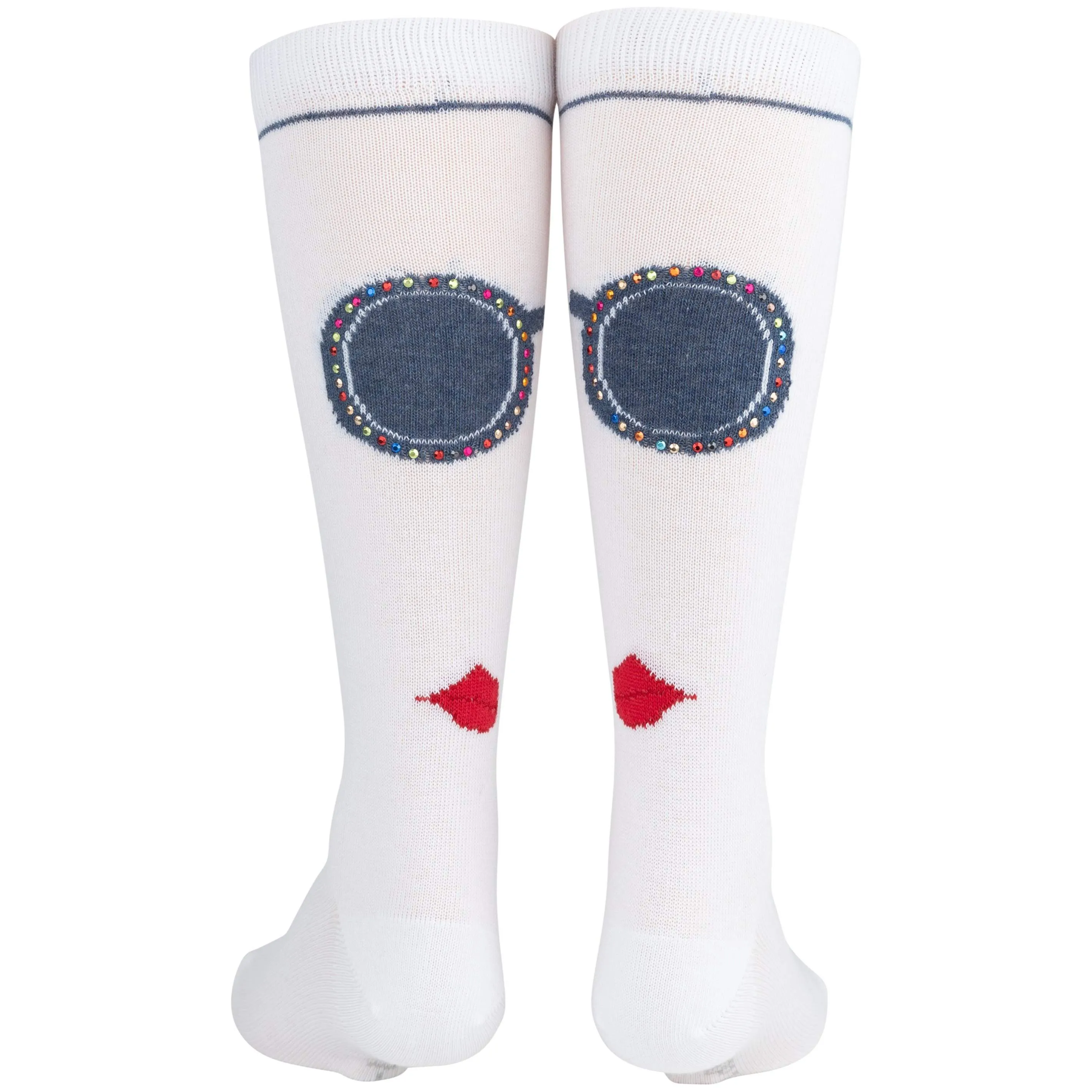 Jrp White Knee Sock With Denim Rock Candy