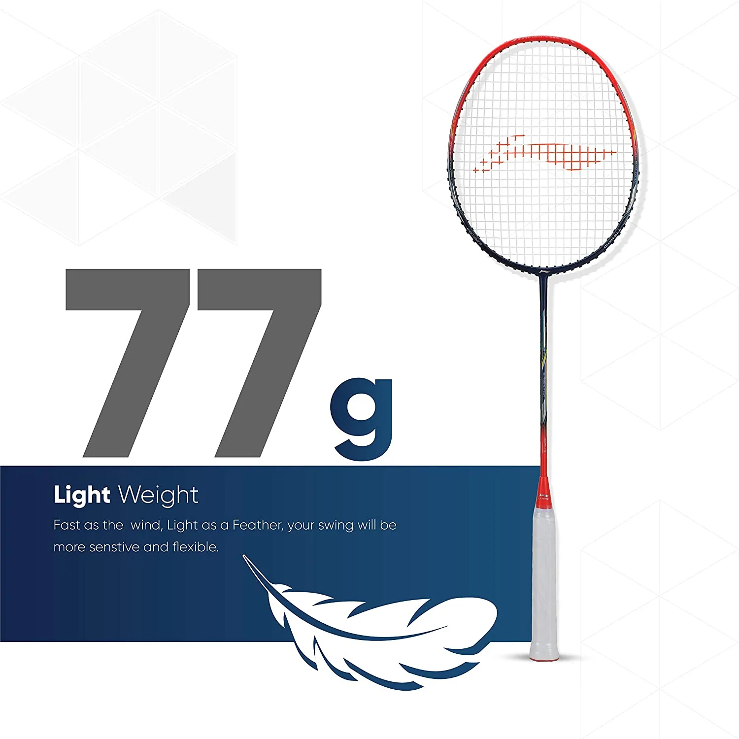 Li-Ning AIR FORCE 77 G2 strung Carbon Fibre Badminton Racket (Navy/Red) with Free Full Cover