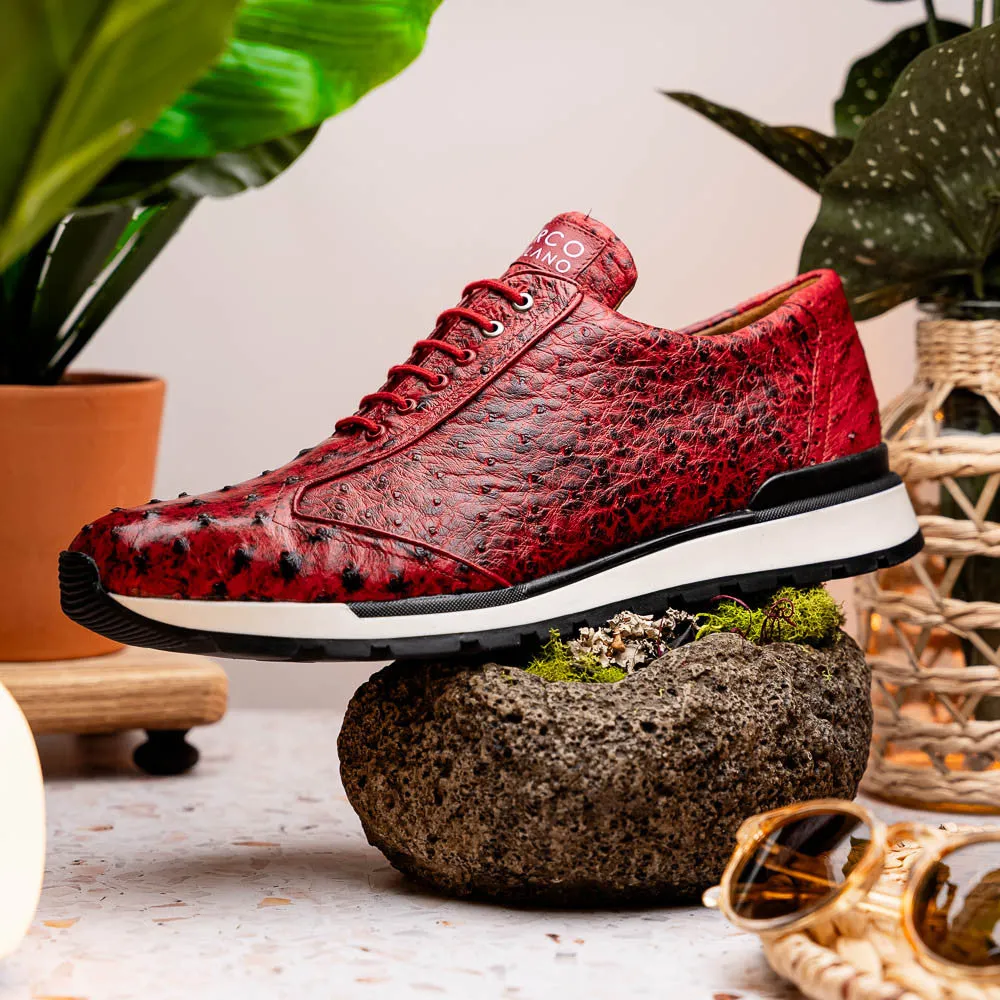 Marco Di Milano SCANNO Ostrich Antique Red Fashion Sneakers