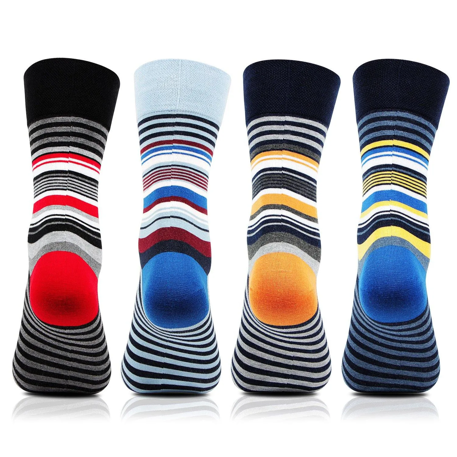 Men Designer Multicolored Striped Pattern Bold Socks - Pack of 4