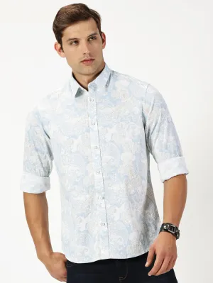 MEN'S BLUE PRINT SLIM FIT SHIRT