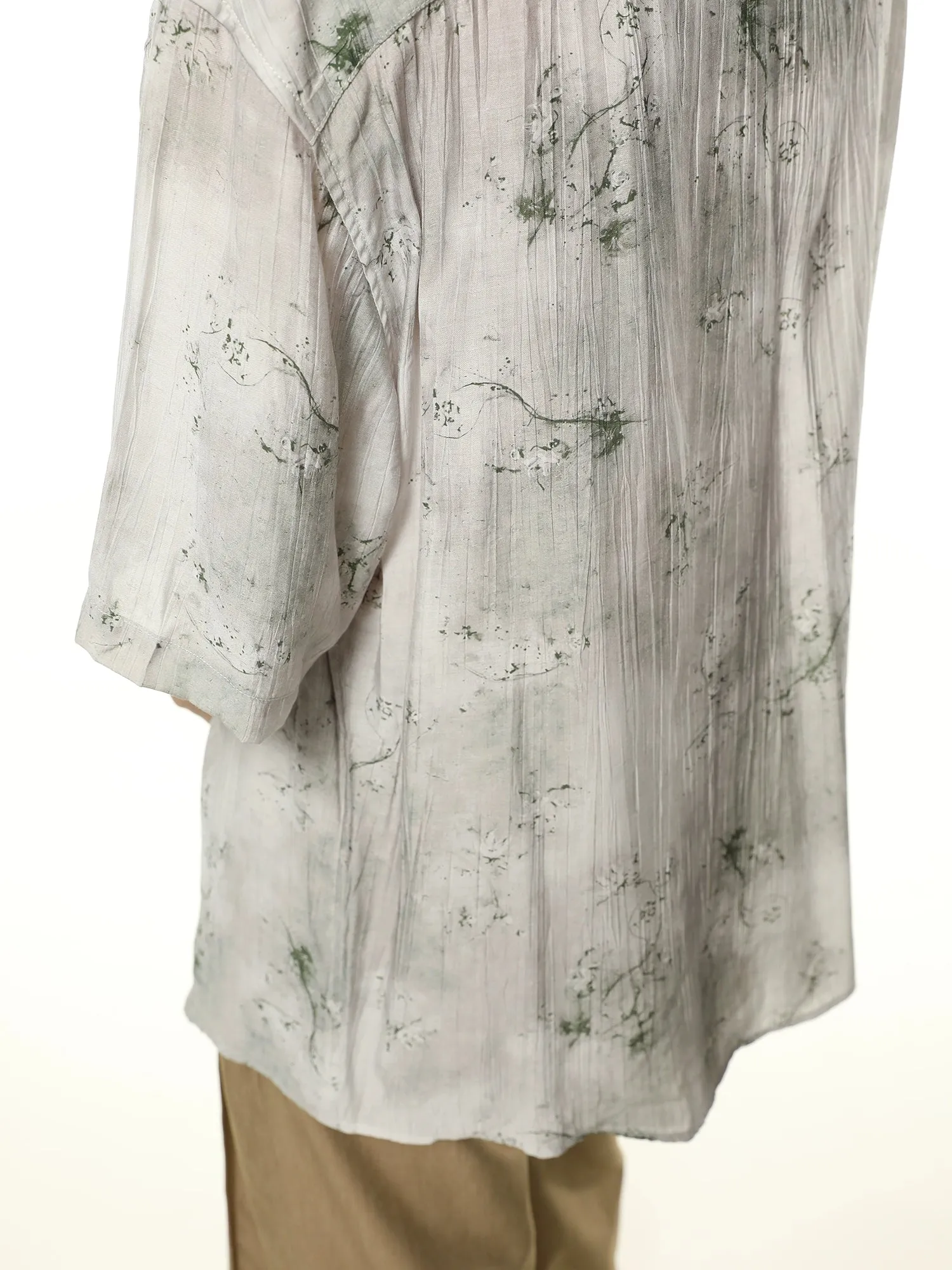 Metallic Sheen Abstract Print Oversized Button-Up Shirt