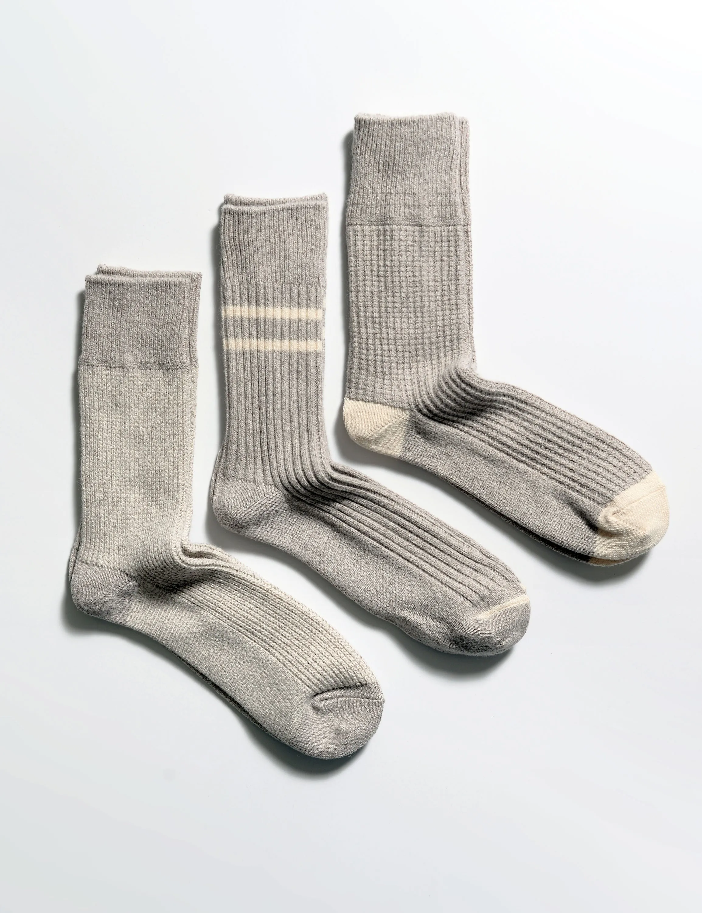 Rototo Special Trio Socks - Gray/Ecru