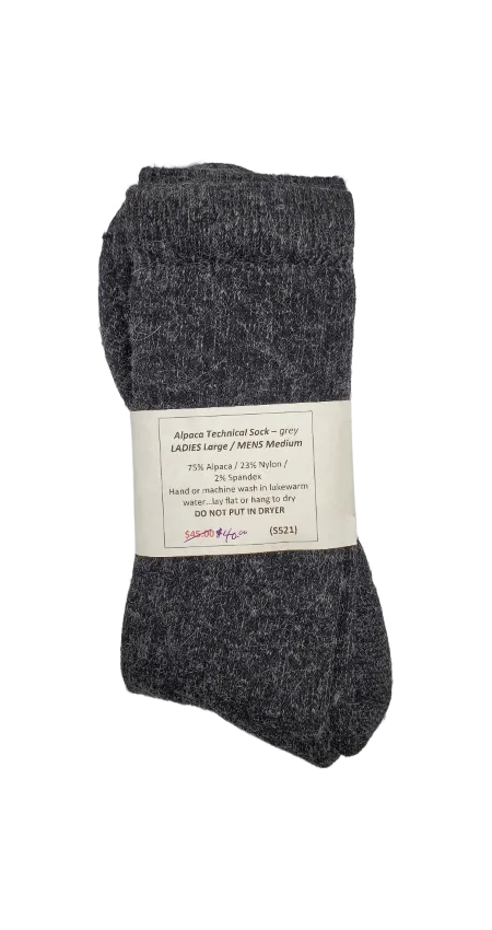 S521 Alpaca Technical Sock Grey Ladies Large / Mens Medium