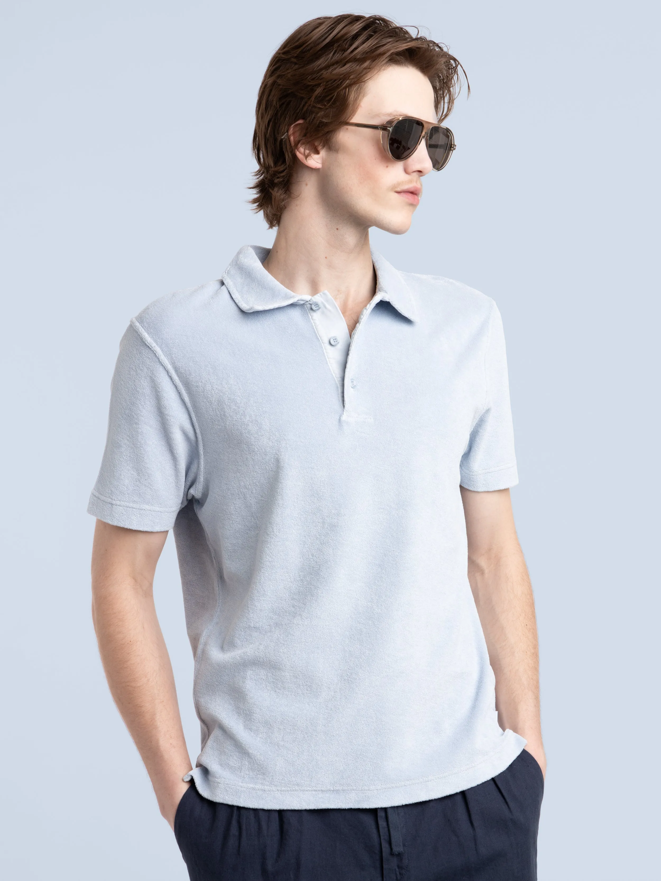 Sky Blue Terry Polo Shirt