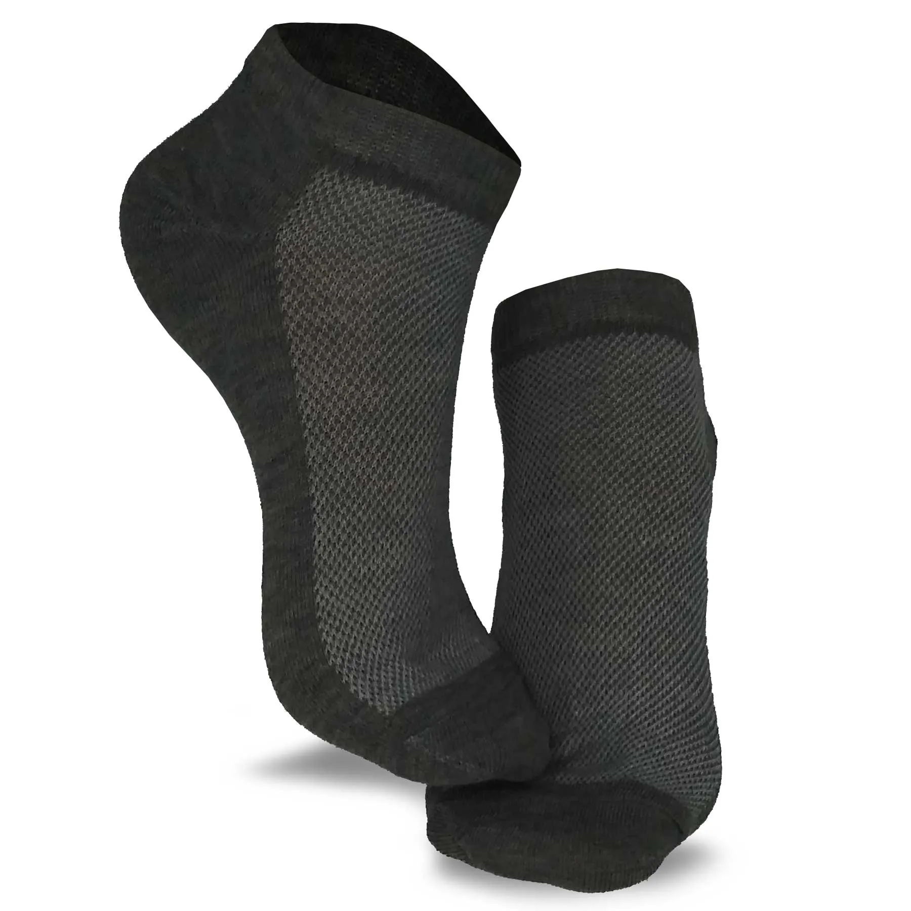 TeeHee Socks Junior's Casual Polyester No Show Black, Heather Grey (10051)