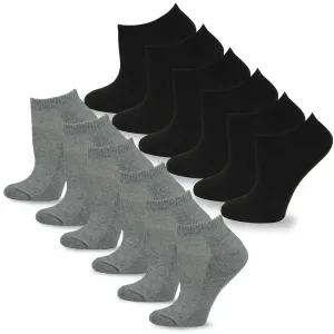 TeeHee Socks Junior's Casual Polyester No Show Black, Heather Grey (10051)