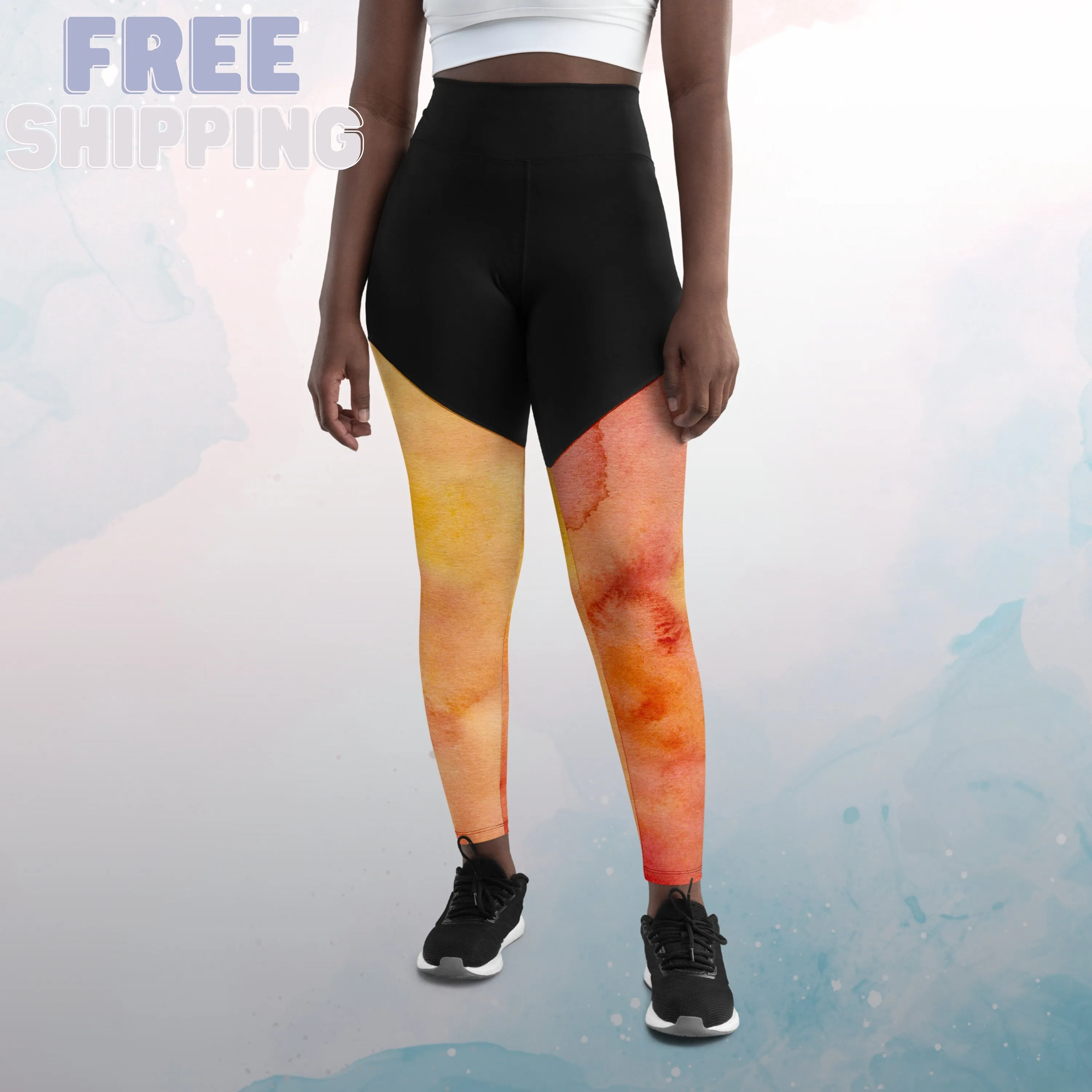 Tie Dye Print Fire Colors Womens Compression Sports Leggings Gym Gift