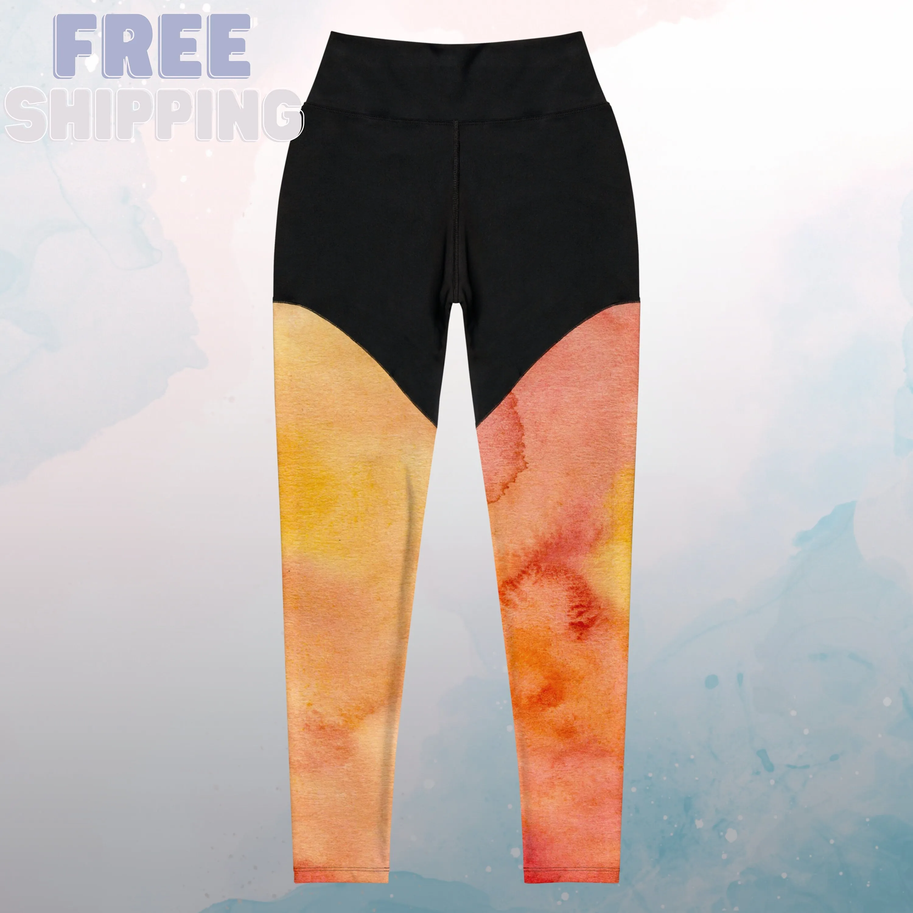 Tie Dye Print Fire Colors Womens Compression Sports Leggings Gym Gift