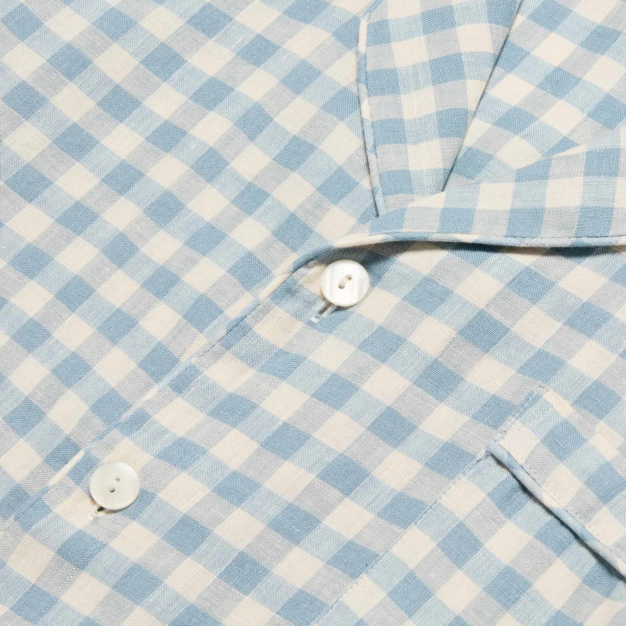 Warm Blue Gingham Linen Pyjama Trouser Set