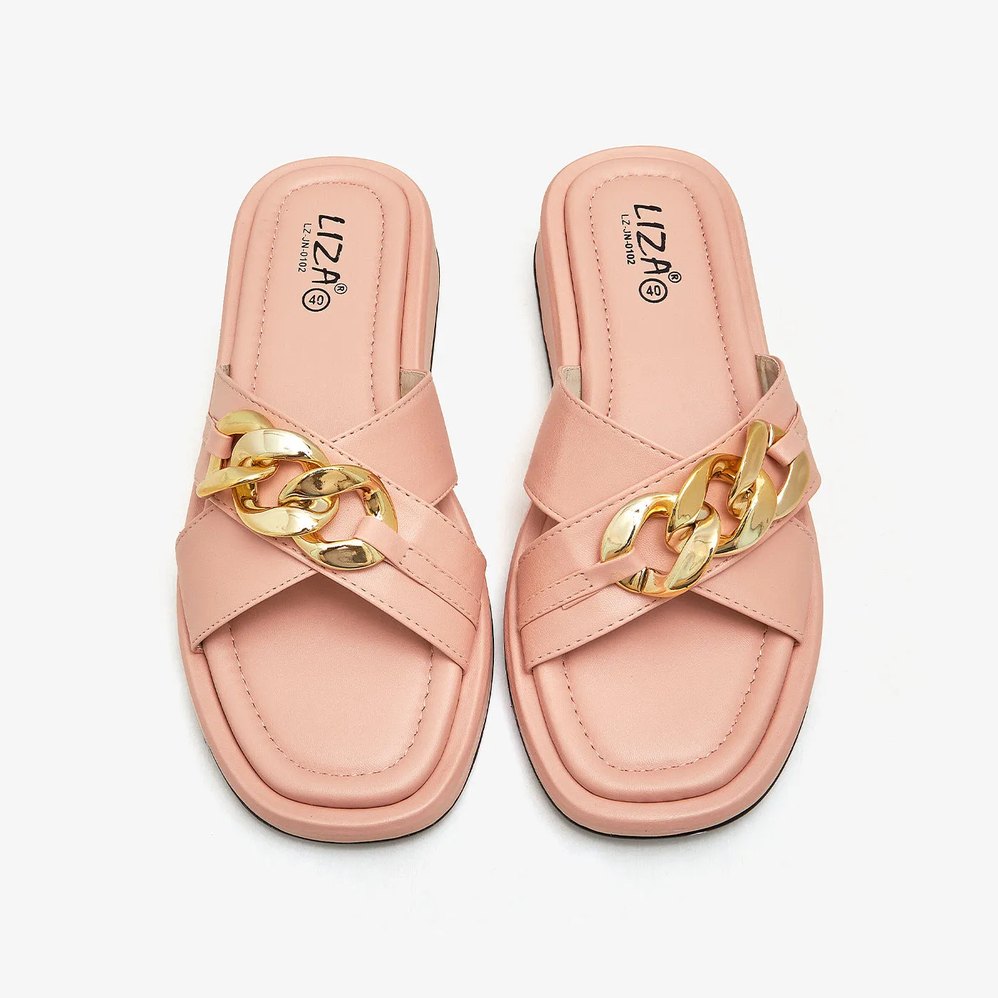 Women's Buckle Chain Slides