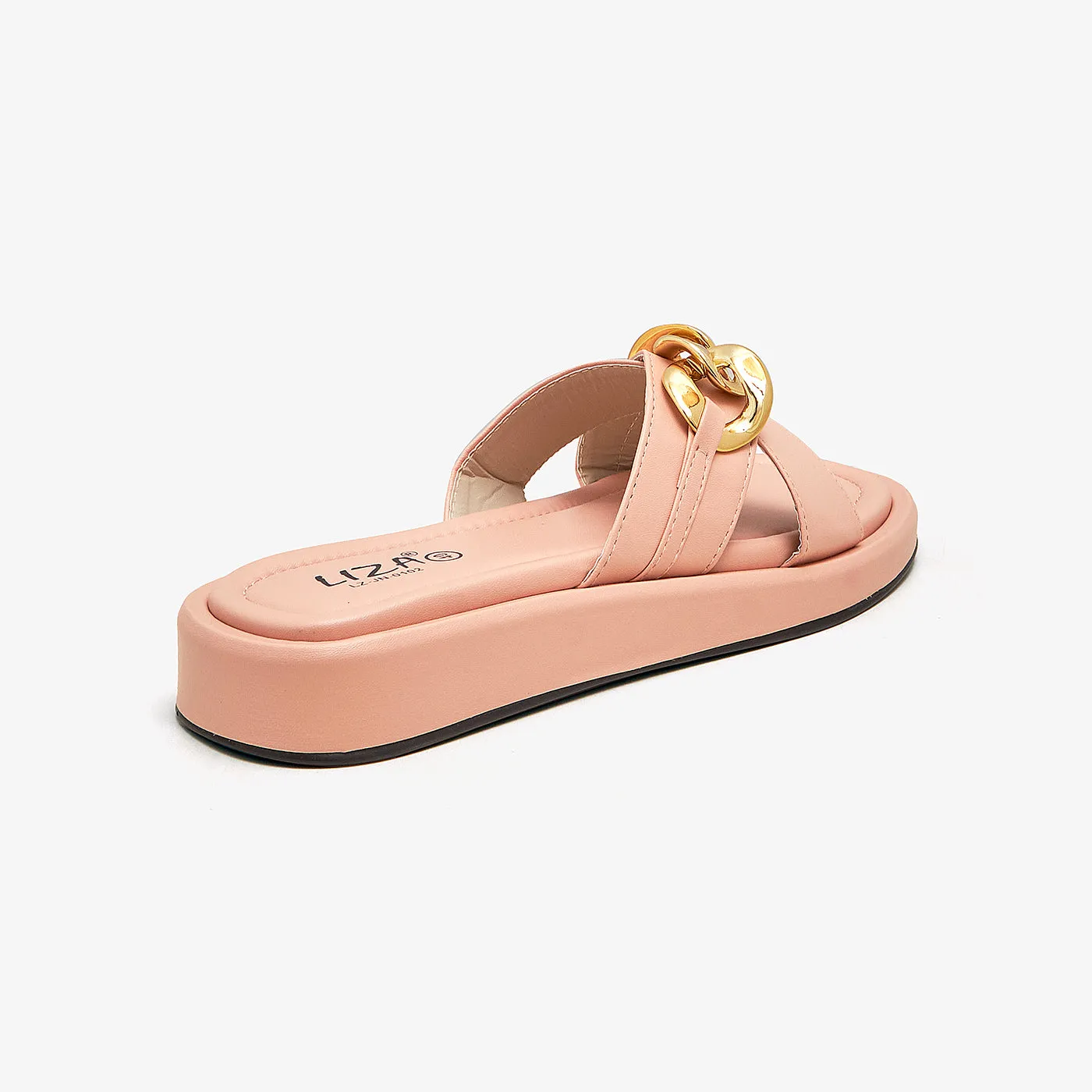 Women's Buckle Chain Slides