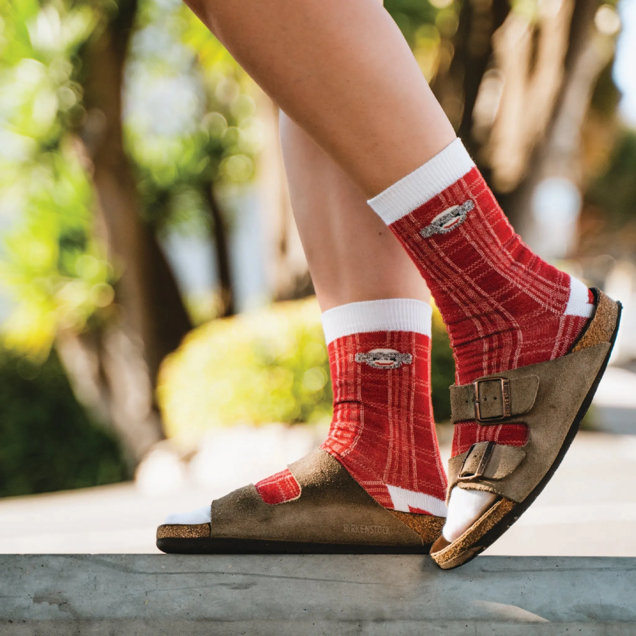 Women's Monkey Plaid Ultra-Lightweight Crew Everyday Sock